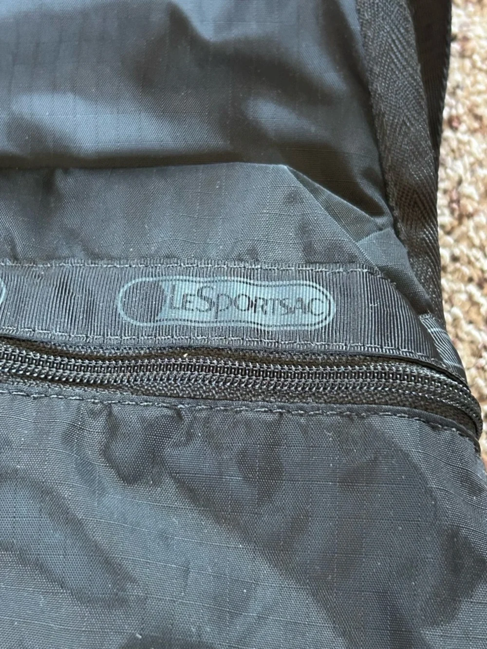 Lesportsac Route Black Nylon Mini Backpack with Front Zip Pocket 9” x 6” 10”